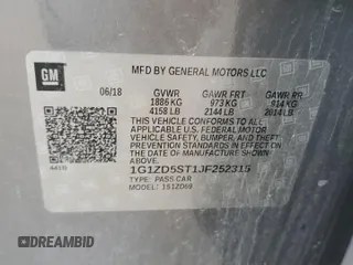 2018 Chevrolet Malibu LT with VIN 1G1ZD5ST1JF252315, listed as a Copart auction lot 57168245 with 75,350 mi miles and Salvage title. Bid and sale history available at DreamBid. Image 12.