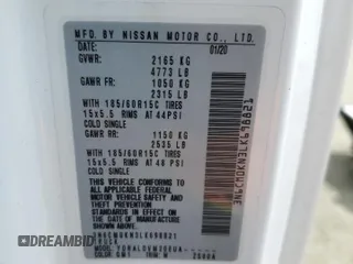 2020 Nissan NV200 Compact Cargo SV with VIN 3N6CM0KN3LK698821, listed as a Copart auction lot 52819905 with 55,427 mi miles and Salvage Title. Bid and sale history available at carsss.com. Image 13.