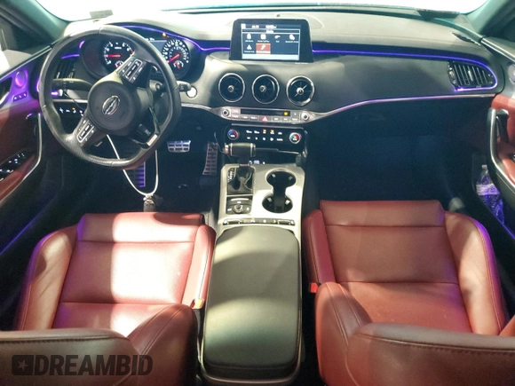2021 Kia Stinger GT1 with VIN KNAE45LC6M6096214, listed as a Copart auction lot 64256044 with 27,625 mi miles and Salvage Title. Bid and sale history available at DreamBid. Image 8.
