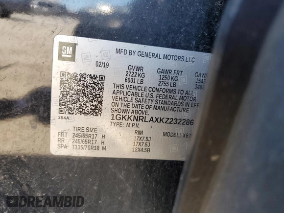 2019 GMC Acadia SLE with VIN 1GKKNRLAXKZ232286, listed as a Copart auction lot 50649824 with 116,291 mi miles and Salvage title. Bid and sale history available at DreamBid. Image 16.