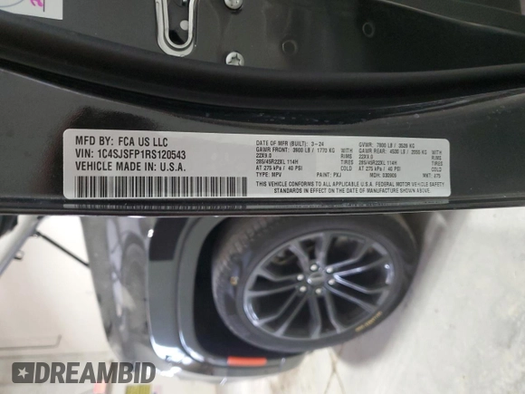 2024 Jeep Grand Wagoneer Series II с VIN 1C4SJSFP1RS120543, выставлен на аукционе Copart как лот 57324265 с пробегом 28 282 миль миль и Чистый • Clean title. История ставок и продаж доступна на DreamBid. Изображение 13.