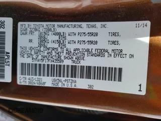 2015 Toyota Tundra Platinum z VIN 5TFAY5F17FX435589, wystawiony jako Copart lot #45215235 z przebiegiem Nie podano mil oraz Szkoda całkowita • Salvage title. Historia ofert i sprzedaży dostępna na DreamBid. Obrazek 13.