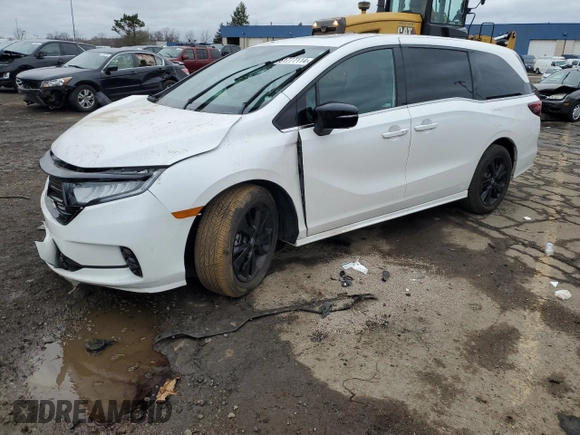 2023 Honda Odyssey Sport with VIN 5FNRL6H75PB076828, listed as a Copart auction lot 81777114 with 8,295 mi miles and Salvage Title. Bid and sale history available at carsss.com. Image 1.