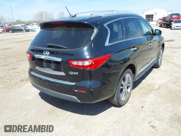 2014 Infiniti QX60 with VIN 5N1AL0MM1EC542704, listed as a IAAI auction lot 42046845 with 76,128 mi miles and . Bid and sale history available at DreamBid. Image 4.