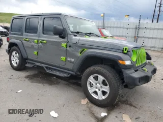 2019 Jeep Wrangler Unlimited Sport S with VIN 1C4HJXDG3KW648464, listed as a Copart auction lot 60468205 with 74,711 mi miles and Salvage title. Bid and sale history available at DreamBid. Image 4.