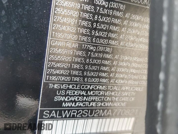 2021 Land Rover Range Rover Sport HSE Silver Edition z VIN SALWR2SU2MA770821, wystawiony jako Copart lot #44544735 z przebiegiem 26 809 mil mil oraz Czysty tytuł • Clean title. Historia ofert i sprzedaży dostępna na DreamBid. Obrazek 14.