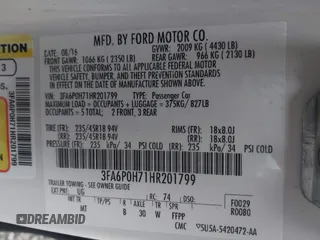 2017 Ford Fusion SE z VIN 3FA6P0H71HR201799, wystawiony jako IAAI lot #41346018 z przebiegiem 51 126 mil mil oraz . Historia ofert i sprzedaży dostępna na DreamBid. Obrazek 9.
