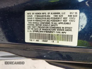 2015 Honda Odyssey EX с VIN 5FNRL5H41FB058521, выставлен на аукционе IAAI как лот 42434257 с пробегом 103 779 миль миль и . История ставок и продаж доступна на DreamBid. Изображение 9.