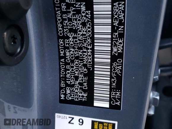 2023 Toyota Corolla Hybrid LE with VIN JTDBDMHE9P3005744, listed as a Copart auction lot 44383075 with 19,528 mi miles and Salvage Title. Bid and sale history available at carsss.com. Image 12.