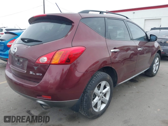 2009 Nissan Murano SL with VIN JN8AZ18WX9W132934, listed as a IAAI auction lot 41891283 with Not Provided miles and . Bid and sale history available at DreamBid. Image 4.