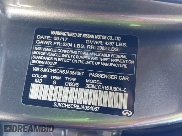 2018 Infiniti QX30 Luxury с VIN SJKCH5CR6JA054067, выставлен на аукционе IAAI как лот 41691347 с пробегом 120 453 миль миль и . История ставок и продаж доступна на DreamBid. Изображение 9.