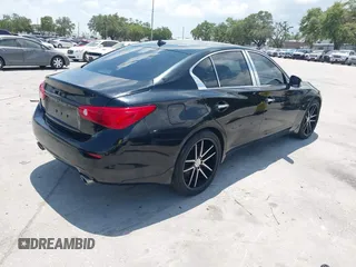 2015 Infiniti Q50 Premium with VIN JN1BV7AR8FM391645, listed as a IAAI auction lot 42158770 with 54,490 mi miles. Bid and sale history available at carsss.com. Image 4.