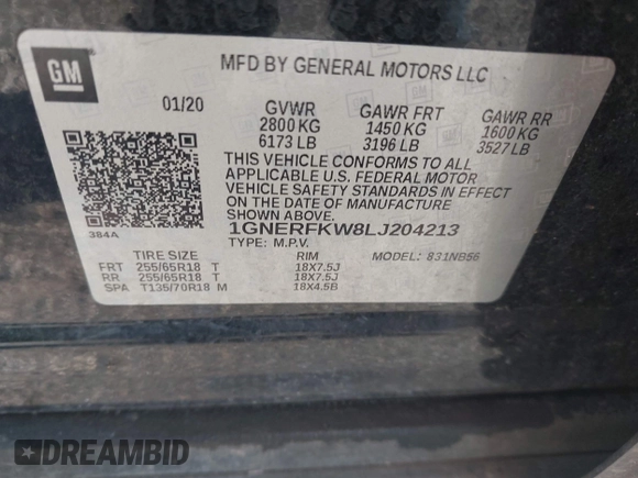 2020 Chevrolet Traverse LS with VIN 1GNERFKW8LJ204213, listed as a IAAI auction lot 42209011 with 156,336 mi miles and . Bid and sale history available at DreamBid. Image 9.