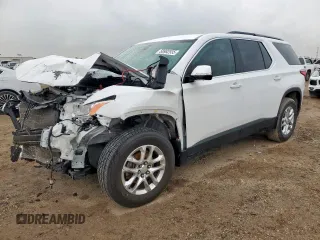 2020 Chevrolet Traverse LT Cloth z VIN 1GNERGKW9LJ186181, wystawiony jako Copart lot #58982935 z przebiegiem 55 003 mil mil oraz Szkoda całkowita • Salvage title. Historia ofert i sprzedaży dostępna na DreamBid. Obrazek 1.