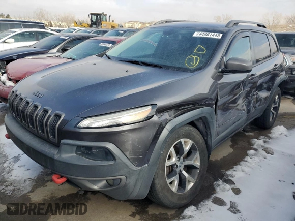 2014 Jeep Cherokee Trailhawk with VIN 1C4PJMBB2EW137916, listed as a Copart auction lot 44961445 with 119,145 mi miles and Salvage Title. Bid and sale history available at carsss.com. Image 1.
