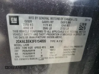 2015 GMC Terrain SLT z VIN 2GKALSEK3F6154899, wystawiony jako Copart lot #58301855 z przebiegiem 147 767 mil mil oraz Tytuł czysty. Historia ofert i sprzedaży dostępna na DreamBid. Obrazek 13.