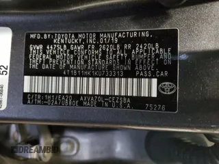 2019 Toyota Camry LE with VIN 4T1B11HK1KU733313, listed as a Copart auction lot 84187644 with 38,934 mi miles and Salvage Title. Bid and sale history available at carsss.com. Image 12.
