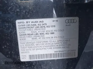 2018 Audi Q5 Premium Plus with VIN WA1BNAFY1J2126669, listed as a IAAI auction lot 41877318 with 44,397 mi miles. Bid and sale history available at carsss.com. Image 9.