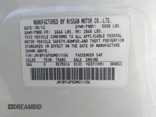 2013 Infiniti M with VIN JN1BY1AP6DM511104, listed as a IAAI auction lot 41818184 with 138,605 mi miles and . Bid and sale history available at DreamBid. Image 9.