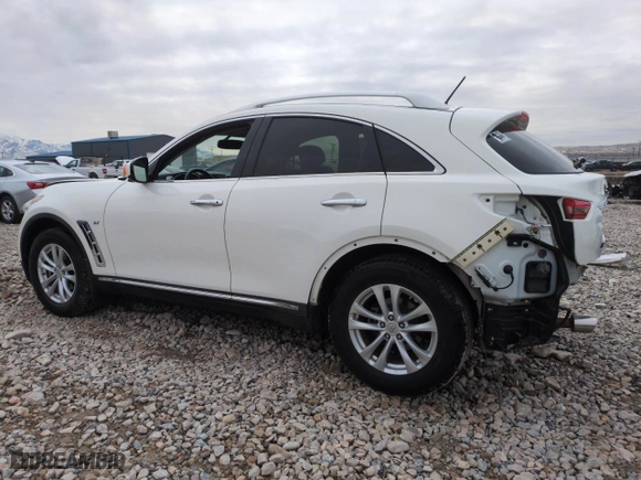 2014 Infiniti QX70 with VIN JN8CS1MW8EM410724, listed as a Copart auction lot 49899825 with 57,950 mi miles and Salvage Title. Bid and sale history available at carsss.com. Image 2.