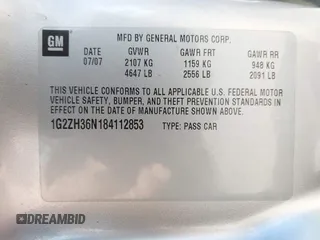 2008 Pontiac G6 GT with VIN 1G2ZH36N184112853, listed as a IAAI auction lot 42612617 with 110,823 mi miles and . Bid and sale history available at DreamBid. Image 9.