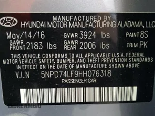 2017 Hyundai Elantra SE with VIN 5NPD74LF9HH076318, listed as a Copart auction lot 58965025 with 73,032 mi miles and Salvage title. Bid and sale history available at DreamBid. Image 13.