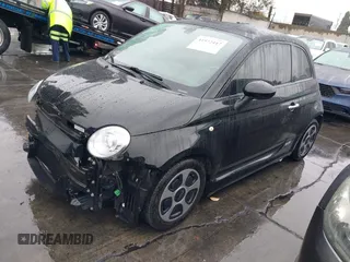 2017 FIAT 500e with VIN 3C3CFFGE0HT561432, listed as a IAAI auction lot 41572417 with 54,001 mi miles. Bid and sale history available at carsss.com. Image 2.