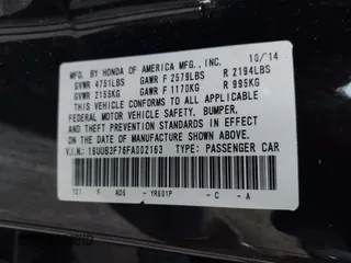 2015 Acura TLX V6 Advance with VIN 19UUB3F76FA002163, listed as a IAAI auction lot 41460668 with 110,095 mi miles. Bid and sale history available at carsss.com. Image 9.