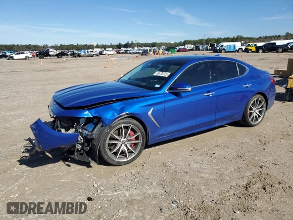 2019 Genesis G70 Design with VIN KMTG34LE6KU017175, listed as a Copart auction lot 88478725 with 28,698 mi miles and Salvage Title. Bid and sale history available at DreamBid. Image 1.