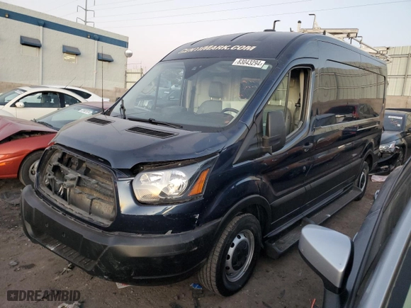 2019 Ford Transit Van with VIN 1FTBW2CG7KKA96096, listed as a Copart auction lot 83043294 with 0 mi miles and Salvage Title. Bid and sale history available at carsss.com. Image 1.