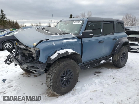 2023 Ford Bronco Raptor z VIN 1FMEE5JR9PLB57242, wystawiony jako Copart lot #88727685 z przebiegiem 43 259 mil mil oraz Szkoda całkowita • Salvage title. Historia ofert i sprzedaży dostępna na DreamBid. Obrazek 1.