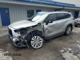 2023 Toyota Highlander Hybrid Platinum with VIN 5TDEBRCH2PS573897, listed as a Copart auction lot 62156955 with 27,825 mi miles and Salvage title. Bid and sale history available at DreamBid. Image 1.