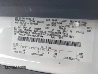 2017 Ford Transit XL с VIN 1FMZK1YM8HKA97376, выставлен на аукционе IAAI как лот 41837186 с пробегом 279 003 миль миль и . История ставок и продаж доступна на DreamBid. Изображение 9.