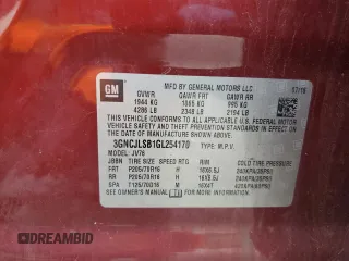 2016 Chevrolet Trax LT with VIN 3GNCJLSB1GL254170, listed as a Copart auction lot 53695965 with 126,393 mi miles and Clean Title. Bid and sale history available at carsss.com. Image 12.