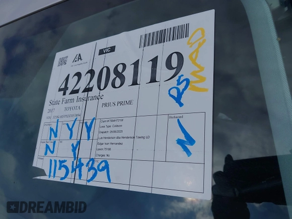 2017 Toyota Prius Plus z VIN JTDKARFPXH3053894, wystawiony jako IAAI lot #42208119 z przebiegiem 115 439 mil mil oraz . Historia ofert i sprzedaży dostępna na DreamBid. Obrazek 17.
