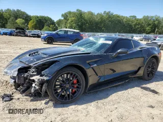 2019 Chevrolet Corvette Z06 2LZ with VIN 1G1YS2D67K5605381, listed as a Copart auction lot 74123374 with 19,094 mi miles and Salvage Title. Bid and sale history available at carsss.com. Image 1.