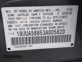 2003 Acura TL Type S with VIN 19UUA56853A005820, listed as a IAAI auction lot 41957844 with 138,708 mi miles. Bid and sale history available at carsss.com. Image 9.