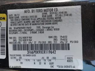 2014 Ford Fusion Titanium with VIN 3FA6P0K9XER119642, listed as a IAAI auction lot 41791340 with 150,777 mi miles. Bid and sale history available at carsss.com. Image 9.