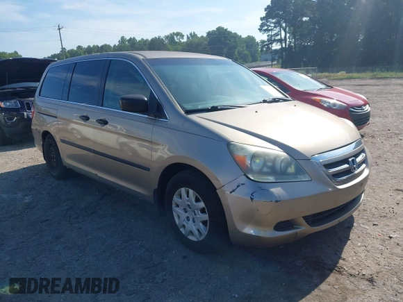 2005 Honda Odyssey LX z VIN 5FNRL38255B127485, wystawiony jako IAAI lot #42474675 z przebiegiem 243 904 mil mil oraz . Historia ofert i sprzedaży dostępna na DreamBid. Obrazek 1.