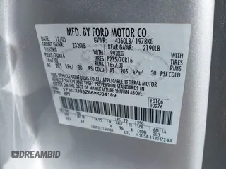 2006 Ford Escape XLT with VIN 1FMCU03Z66KC04189, listed as a IAAI auction lot 42794398 with 155,980 mi miles and . Bid and sale history available at DreamBid. Image 9.