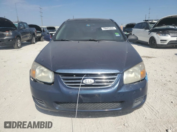 2007 Kia Spectra EX with VIN KNAFE121875467541, listed as a Copart auction lot 76845204 with 185,017 mi miles and Clean Title. Bid and sale history available at carsss.com. Image 5.