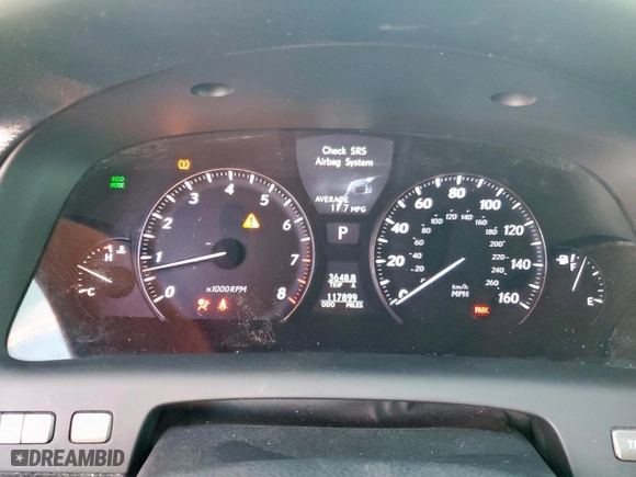 2010 Lexus LS 460 with VIN JTHBL5EF4A5093747, listed as a Copart auction lot 46369575 with 117,899 mi miles and Salvage Title. Bid and sale history available at carsss.com. Image 9.