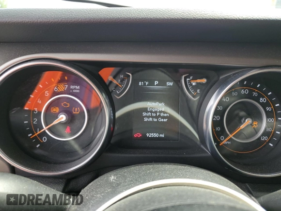 2018 Jeep Wrangler Unlimited Sport S with VIN 1C4HJXDN7JW252986, listed as a Copart auction lot 57256905 with 92,550 mi miles and Salvage title. Bid and sale history available at DreamBid. Image 9.