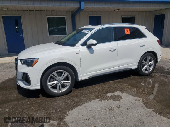 2020 Audi Q3 S line Premium with VIN WA1DECF35L1102585, listed as a Copart auction lot 55973165 with 29,664 mi miles and Non repairable. Bid and sale history available at DreamBid. Image 1.