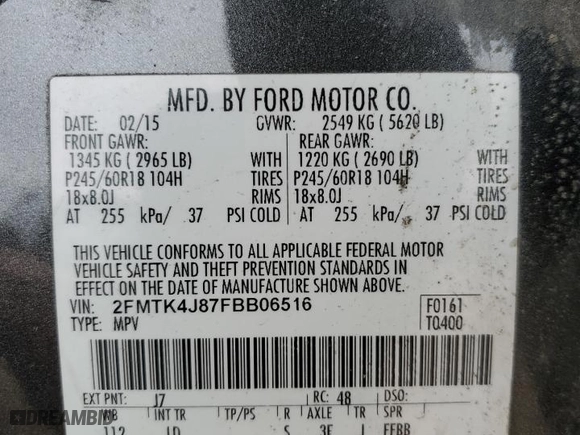 2015 Ford Edge SEL with VIN 2FMTK4J87FBB06516, listed as a Copart auction lot 49745815 with 208,152 mi miles and Salvage Title. Bid and sale history available at carsss.com. Image 13.