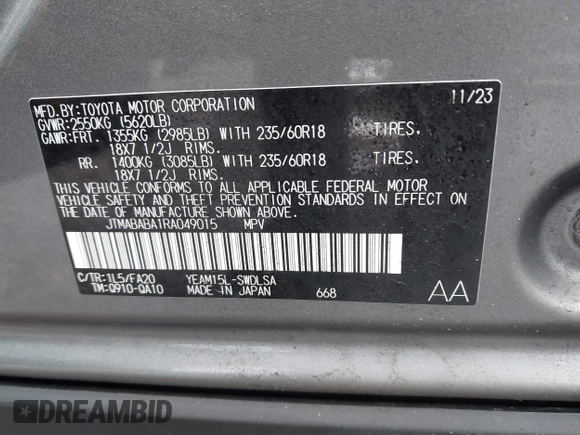 2024 Subaru Solterra Limited z VIN JTMABABA1RA049015, wystawiony jako IAAI lot #41878135 z przebiegiem 3 414 mil mil oraz . Historia ofert i sprzedaży dostępna na DreamBid. Obrazek 9.