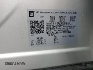 2021 Chevrolet Equinox LT with VIN 3GNAXUEV5MS139395, listed as a Copart auction lot 58463485 with 110,168 mi miles and Salvage title. Bid and sale history available at DreamBid. Image 13.