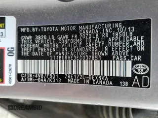 2014 Toyota Corolla L с VIN 2T1BURHE3EC037851, выставлен на аукционе Copart как лот 57168185 с пробегом 110 719 миль миль и Списание • Salvage title. История ставок и продаж доступна на DreamBid. Изображение 12.