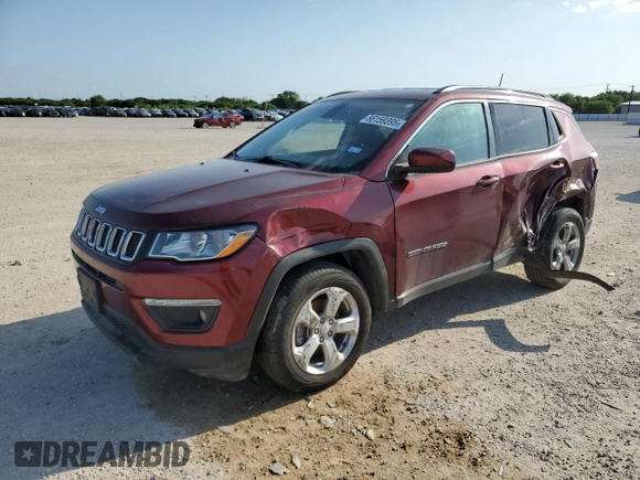 2021 Jeep Compass Latitude with VIN 3C4NJCBB3MT585748, listed as a Copart auction lot 56159395 with 101,258 mi miles and Salvage title. Bid and sale history available at DreamBid. Image 1.