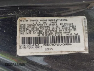 1996 Toyota Camry LE z VIN 4T1EF12K9TU117514, wystawiony jako IAAI lot #42241880 z przebiegiem 192 764 mil mil oraz . Historia ofert i sprzedaży dostępna na DreamBid. Obrazek 9.